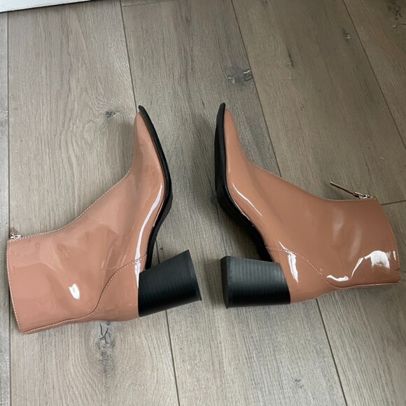 Open Edit Patent Pink Zip heeled ankle Boots - Picture 9 of 12